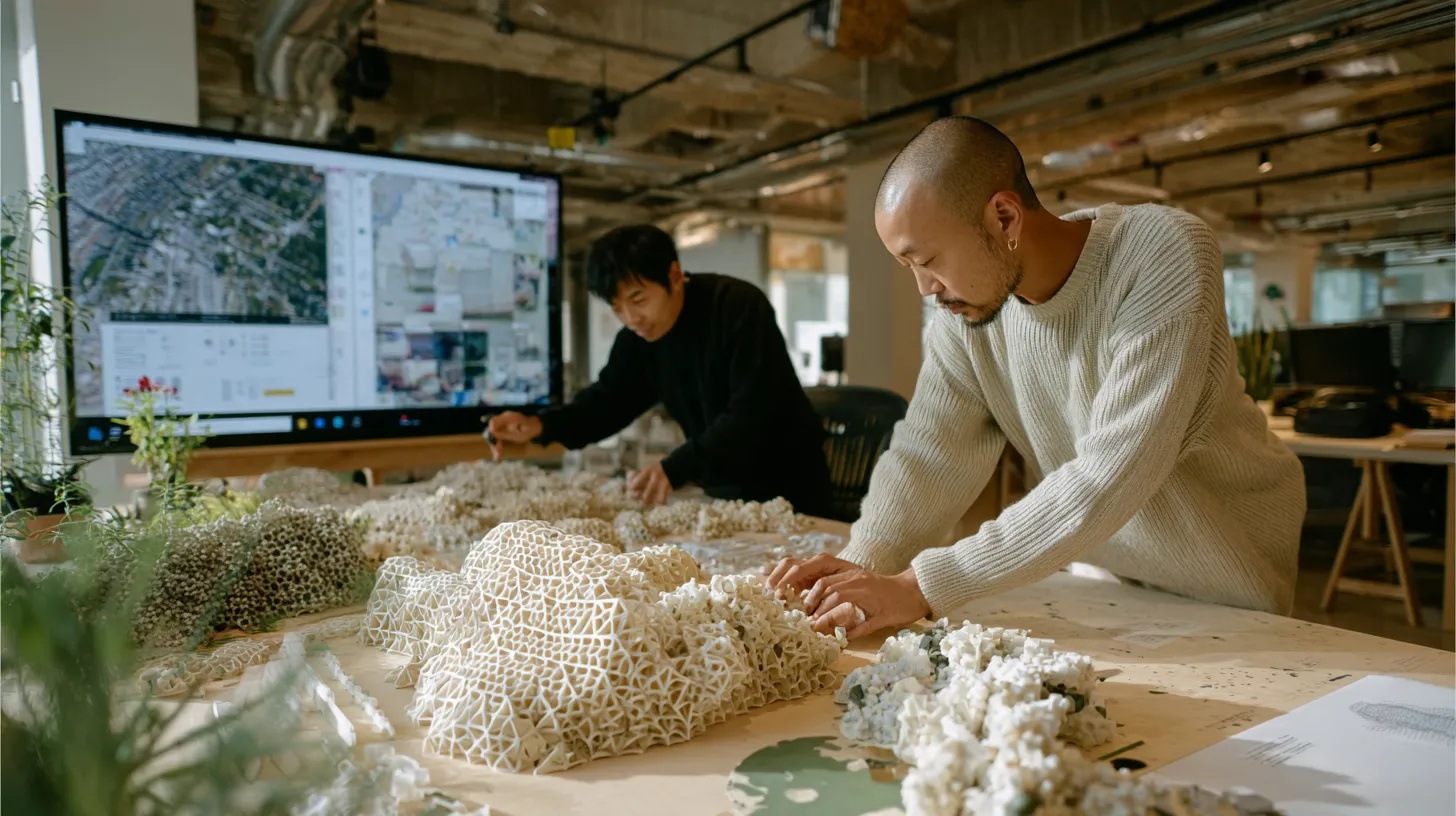 Designers working on complex architectural models.