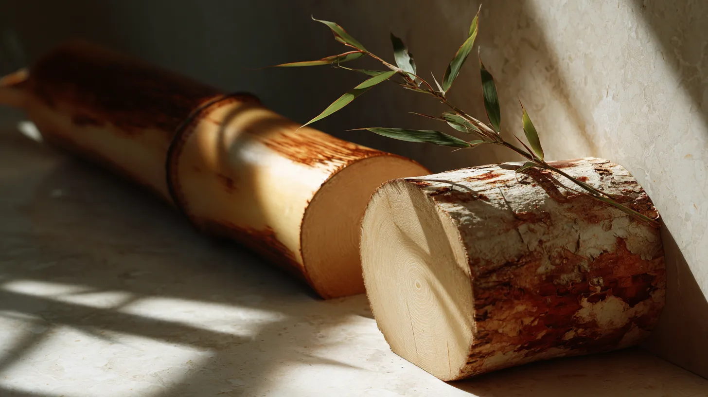 Raw bamboo material in a workshop